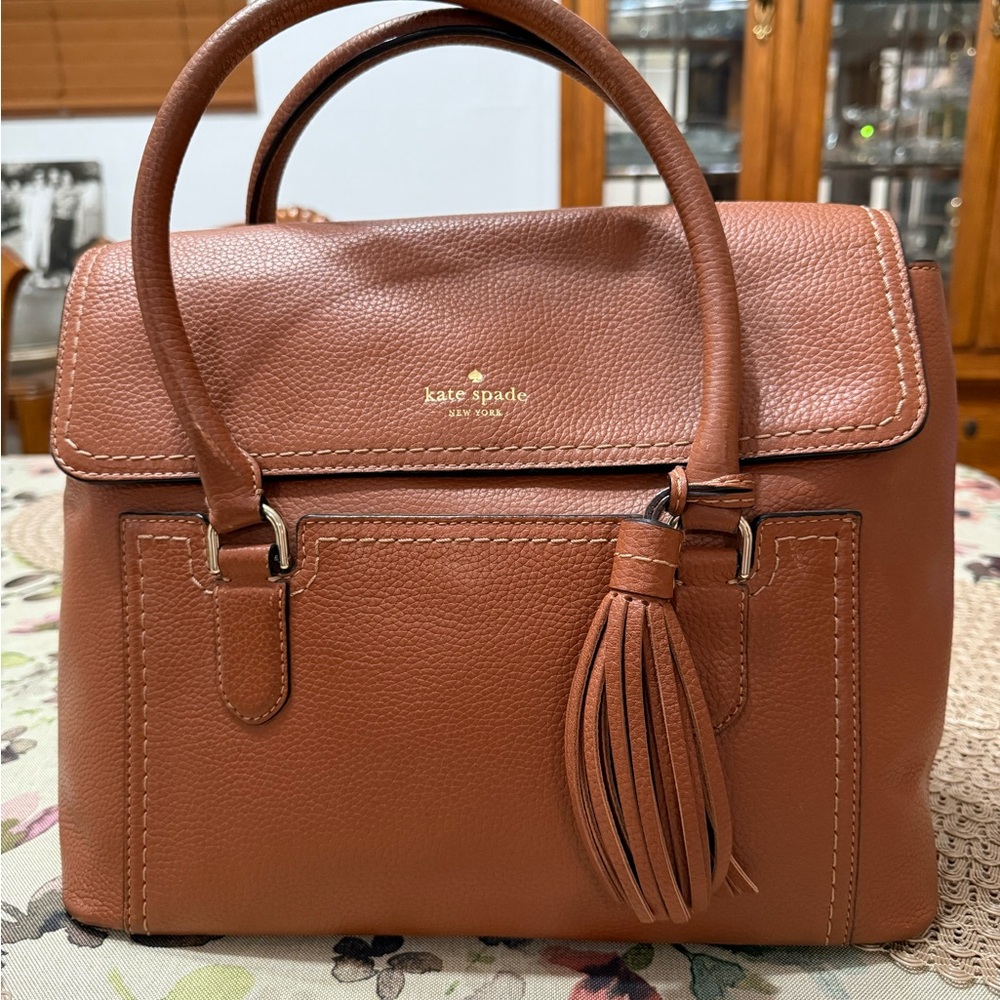 Kate Spade Brown Satchel with Tassel Detail